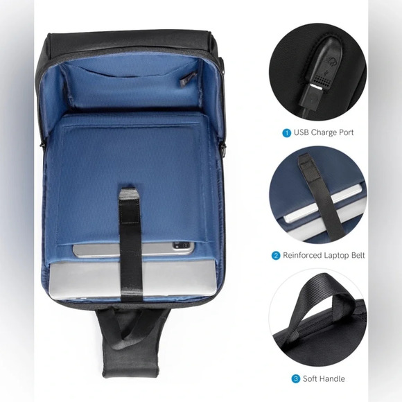 Kingsons Laptop Sling Backpack  13 Inch Waterproof Nylon Single Shoulder - Picture 4 of 12